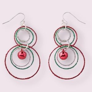 Joyland Holiday Glitter Red, Green, Silver Rings Dangling Earrings